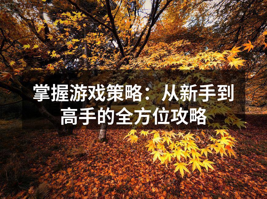 掌握游戏策略：从新手到高手的全方位攻略